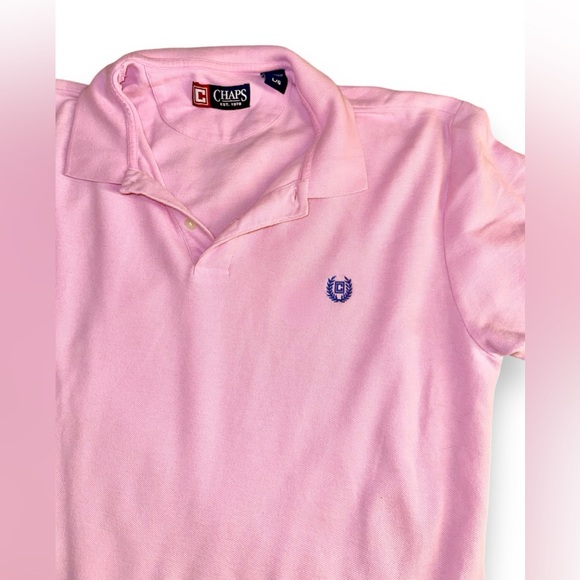 Chaps Light Pink Polo Short Sleeve Button Up Mens Shirt Large - Picture 6 of 15